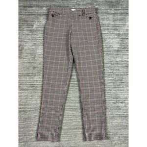 Cato Leggings Pants Womens 6 Brown Plaid Ankle Pull On Mid Rise Rayon Blend